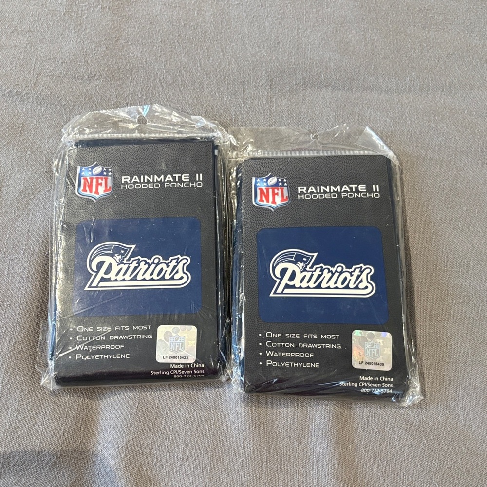 NFL New England Patriots Rainmate II Hooded Poncho Set - Blue and White